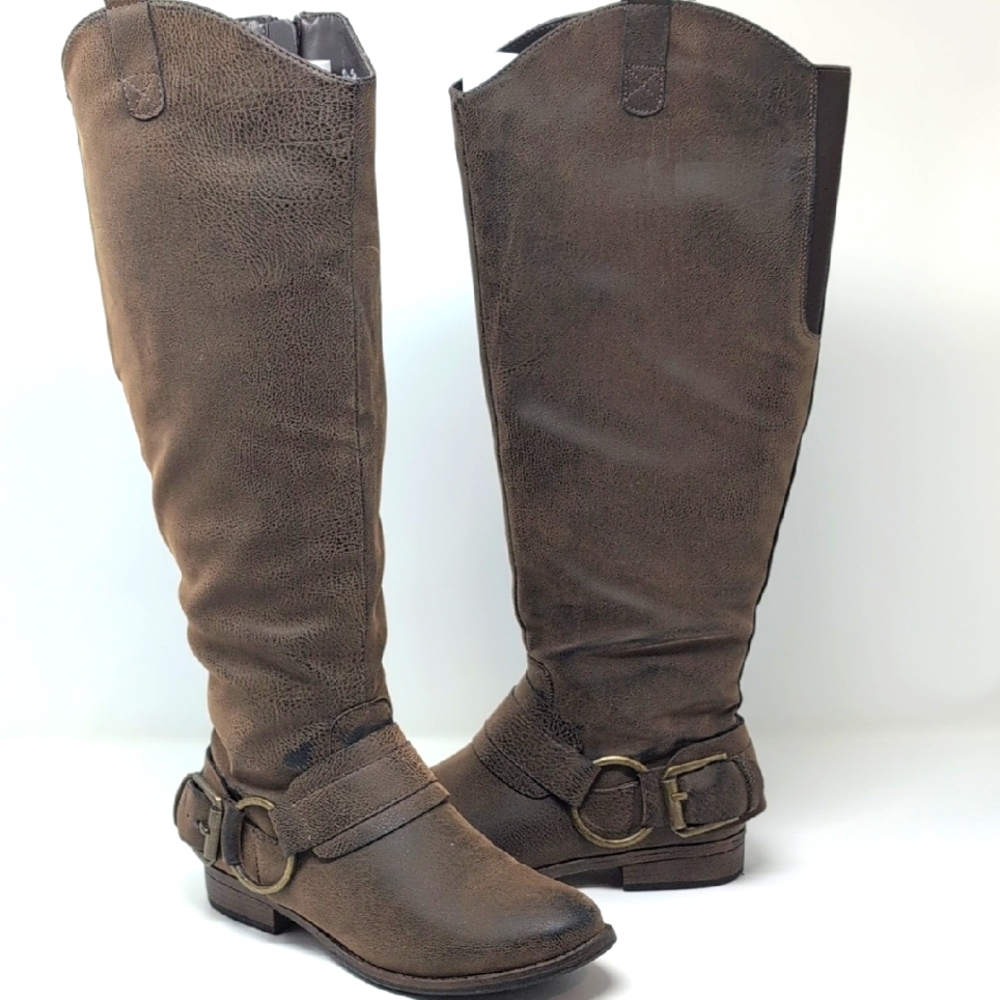 Crown Vintage Brown Knee-High Riding Boots Size 6.5